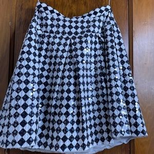 Vintage Black and white diamond checked pleated skirt with sequins. Size 6